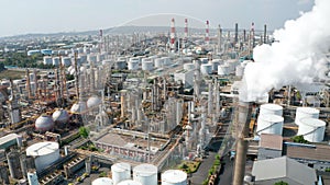 Aerial view oil and gas petrochemical industrial  and Refinery factoryÂ 